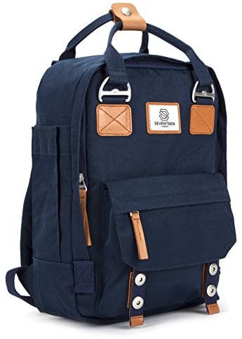 SEVENTEEN LONDON - Unisex 'Camden' Backpack in Modern and Multifunctional Style - Perfect for up to 13 Laptop, Navy Blue, L, Navy blue, L