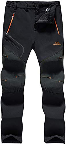 TACVASEN Mens Trousers Casual Hiking Trousers Fleece Winter Ski Trousers for Men Waterproof Military Trousers Outdoor Cargo Trousers with Pockets Black