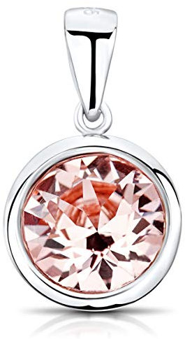 Materia Kristall Anhänger altrosa - 925 Sterling Silber rhodiniert klein Damen Mädchen KA-462-apricot