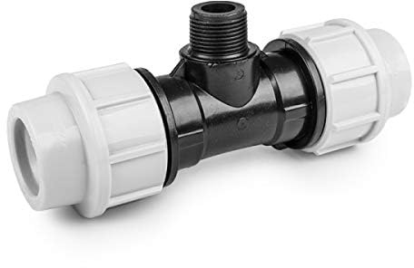 rg-vertrieb Raccord à Compression pour Tube PE Té Filetage Mâle (32mm x 3/4) - Raccord de Tuyau en T pour Irrigation et Plomberie