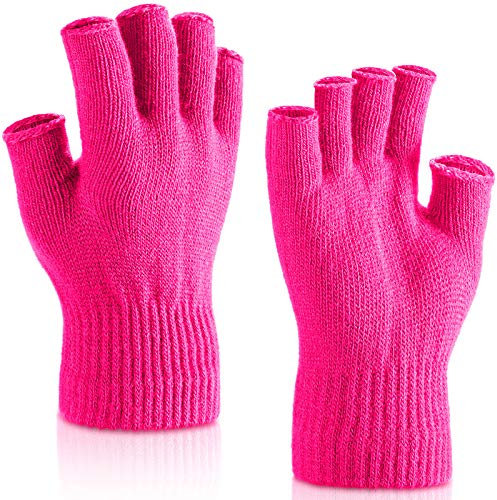 SATINIOR 2 Paar Damen- und Mädchen-Handschuhe in Einheitsgröße, Acryl, Pink (shade not specified), Frauenhandschuhe