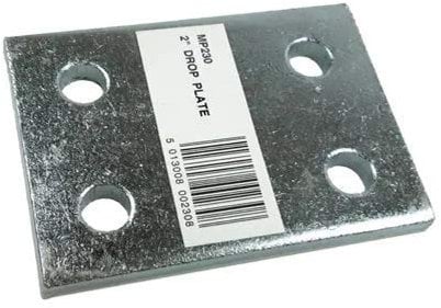 Heavy Duty 2 Drop Plate, Hitch height, Tow Bar, Silver, 52mm, 4 hole, Maypole