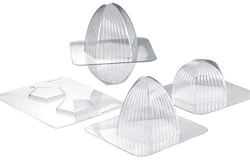 Set Stampo per realizzare Uovo in Cioccolato con Righe Verticali - in plastica termoformata polietilene - Set Forma Uova di Pasqua per realizzare contemporaneamente 2 uovi pasquali