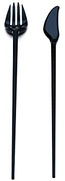 Needzo Black Reusable Utensil Set for Camping and Traveling, Durable Plastic All-in-One Fork, Knife, and Chopsticks, Multi Purpose Kitchen Supplies, 10 Inches