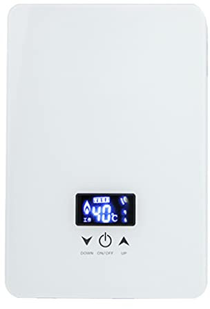 GaoYunQin Mini Tank Electric Water Heater 6 KW Self-Modulation on Demand Water Heater Instant Water Heater with Digital Display IPX4 Waterproof Rating (Color : White)