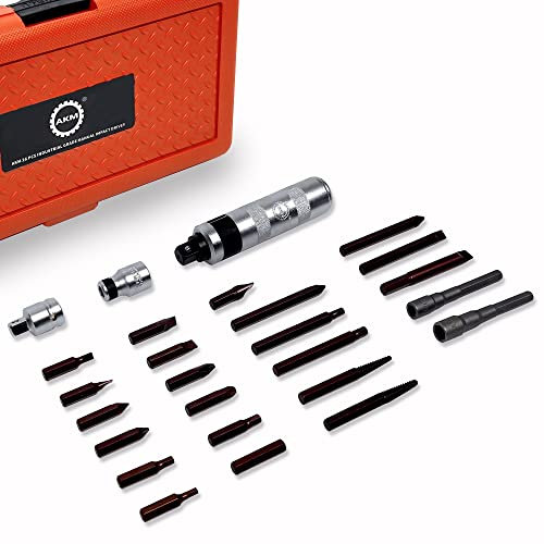 AKM Handschraubendreher-Set, manuell, reversibel, 12 Stück, Schlagschrauber, S2-Stahl, viel haltbarer, rostfreie Befestigungselemente oder gefrorene Schrauben (26 Stück)