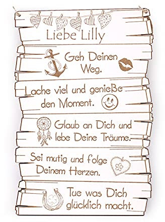 Sohn Tochter Schild mit Spruch Geh Deinen Weg + Name Motivation Personalisierung aus Holzwerkstoff, 16 x 24 cm