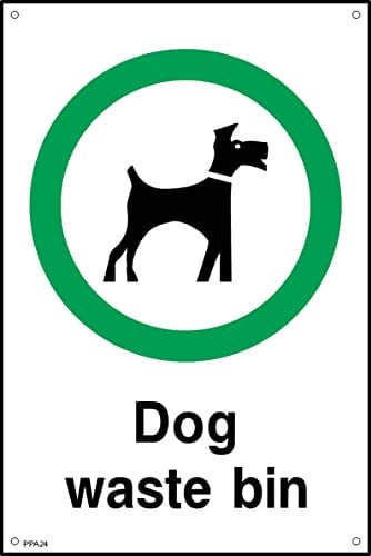 Dog Waste Bin - 75mm x 100mm - 1.2mm Rigid Plastic Drilled Sign (PPA24)
