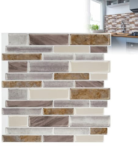 XMTECH 10 Stück 3D Fliesenaufkleber 30 * 30 cm,Badezimmer Fliesenfolie Marmor-Gelb Fliesensticker für Bad Küche, Selbstklebend Wandfliesen Dekor, PVC Metro Fliesen Selbstklebend Fliesendekor