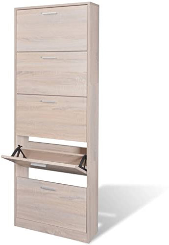 INLIFE Schuhschrank mit 5 Schuhkippern Holz Eichen-Optik