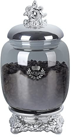 fanquare 1050ml Porcelain Storage Jar with Lid, Coffee Tea Sugar Canister, Decorative Storage Jar for Wedding, Home