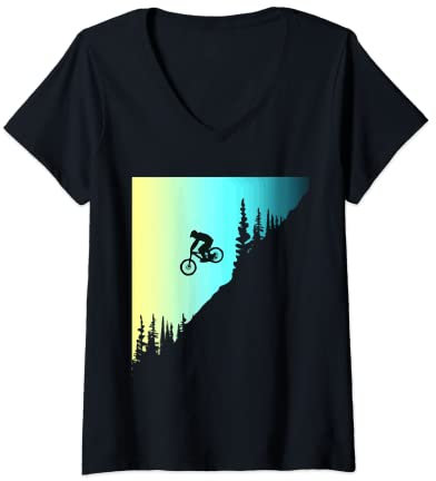 Damen Downhill Outfit - Mountainbike MTB Kostüm T-Shirt mit V-Ausschnitt