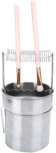 Cyrank Edelstahl Künstler Pinselwascher, Doppelschichtfiltration Pinselreiniger Aus Rostfreiem Stahl, Tragbare Wasserbecher für Pinsel, Pinselreiniger, Pinsel Becher Für Alle Arten Von Pigmenten