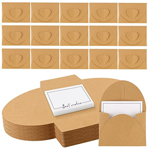 Briefumschläge Kraftpapier Umschläge 50Stk Klein Umschläge mit Blanko Kartenset für CD DVD Hochzeit Grußkarten Geburtstagskarten Weihnachten Valentinstag(10.5×7.5cm)