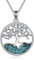 YAFEINI Baum des Lebens Halskette 925 Sterling Silber Türkis Baum des Lebens Anhänger Halskette für Damen Schmuck