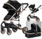 3 en 1 Poussette Combinée Poussette Canne Poussette Citadine Poussette Système de Voyage pour Bébé Landau Poussette Paysage Haute pour Bébé Inclinable Pliable Poussette Standard (739 Black Gold)