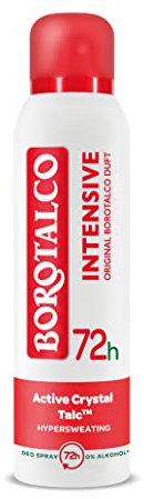 Borotalco Deo Intensive - Deospray - 72 Stunden Wirksamkeit - Formel mit Active Crystal Talc für dreifachen Schutz gegen Schweiß- 0% Alkohol - Deo - Deodorant - Deo Herren & Deo Damen - Bodyspray
