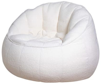 daazoo Elephant Living - Bouclé Sessel in Cremefarben - Flauschiger Premium Sitzsack mit Lehne - Hochwertige Verarbeitung mit luxuriösem Bouclé-Stoff - Ja, er ist so bequem wie er aussieht !