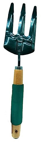 Acan Tradineur - Rastrillo de 3 Dientes de Jardin - Mango ergonomica con Goma - Facil manejo, Robusta y Resistente - Longitud de 36 cm