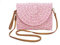 CORIOS Straw Shoulder Bag for Women Summer Beach Bag Handwoven Rattan Purse Bohemian Tote Bag Envelope Clutch Wallet Crossbody Bag with Metal Buckle Retro Handbag for Vacation Beach Travel Pink