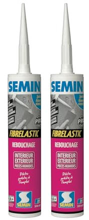 Enduit de Rebouchage Élastique Fibrelastic à Base de Fibre de Verre pour Fissures Vivantes, Intérieur/Extérieur, Cartouche 310 ml (lot de 2)