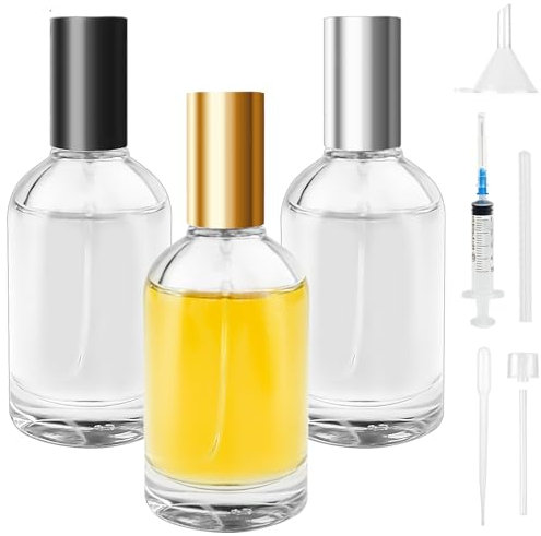 Bohoray 3 Pezzi Flacone Spray Vuoto 50ml, Vetro Bottiglia Spray, Contenitore Spray Vuoto, Portaprofumo Da Viaggio, Spray Superfine Flaconi Spray Vuoti per Profumi, Atomizzatore Con Imbuti, Siringhe