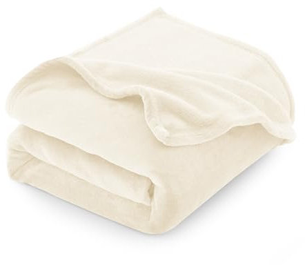 CozyLux Kuscheldecke Flauschig Decke Sofa 150x200 cm für 4 Jahreszeiten - Weich/Warm/Leicht Sofadecke Wohndecke Couchdecke für Sofa/Bett/Couch, Flanell Fleecedecke 150x200cm Creme
