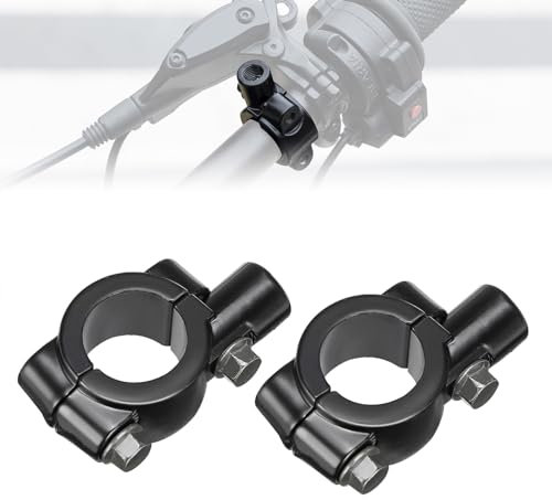 KEMIMOTO 2 Stück 10MM Motorrad Spiegelhalterung, Schwarz, Aluminium, Spiegel Lenkerhalterung, für universal 22mm Lenker