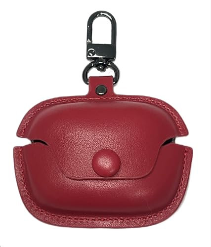 GIOPUEY Hülle Kompatibel mit Bose Ultra Open Earbuds, PU Leder Schutzhülle mit Schlüsselbundhaken Case Cover für Jungen Mädchen Männer Frauen - red