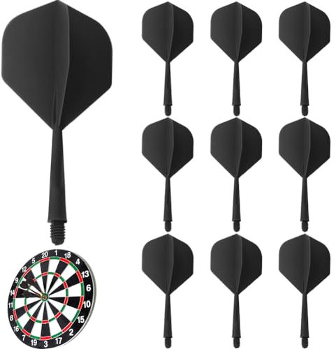 YNNHUDEEP Dart Flights mit Schaft - 10 Stück 80 mm Kunststoff Standard Dart Zubehör für Darts Dartpfeil Spiel - Schwartz