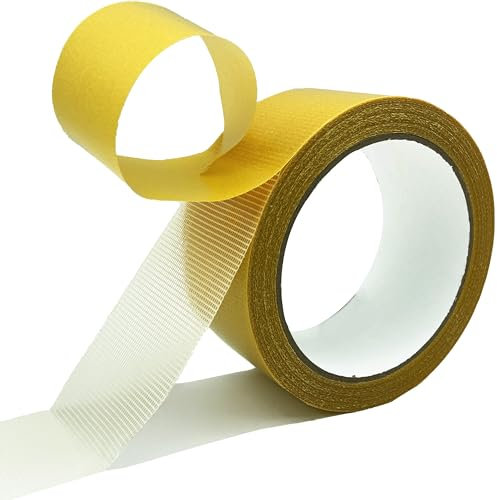 KAIHENG Ruban de tissu Taphicle polyvalent à double facette forte collosité 2 côté ruban adhésif pour tapis, rideau, arts (5cm × 19m)