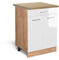 Vicco Küchenunterschrank R-Line, Weiß Hochglanz/Goldkraft Eiche, 60 cm mit Schublade, AP Eiche