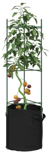 vidaXL Tomatenkäfige 8 STK., Tomatenkäfig mit Pflanzsäcken, Rankhilfe für Tomaten Kletterpflanzen, Pflanzenkäfig Pflanzenstütze, Stahl PP