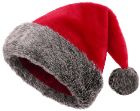 KONVINIT Weihnachtsmütze Weihnachtsmann Mütze Plüsche Nikolausmütze Warm and Dicker Santa Mütze Weihnachtshut für Erwachsener