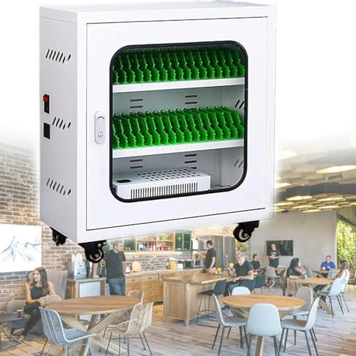Cellphone Charging Station W/Wheels & Combination Lock - Wall-Mounted Phone Storage Box, Rechargeable Phones Locker, Secure Phone Cabinet