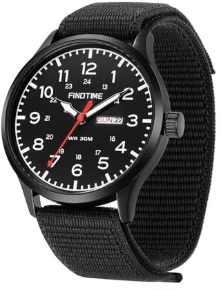 Militär Uhr Herren Nylon Armbanduhr Herrenuhr Outdoor Tactical Watch Military Taktisch 3 ATM Wasserdicht Armee Uhren Quarz Sport Jungen Quarzuhr Analog Zifferblatt Kalender Datum Schwarz Grün