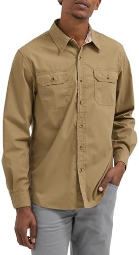 Wrangler Authentics Men's Long Sleeve Classic Woven Shirt, Elmwood, 3XL