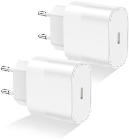 USB C Netzteil Stecker, 2 Pack 20W USBC Ladegerät Adapter für iPhone 16/16 Pro Max/15/15 Pro/15 Plus/14/13/12/11/SE/XS/SE/iPad, Schnellladegerät Ladestecker Netzstecker Ladeadapter