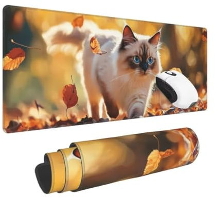 Gaming Mauspad XXL Niedlich Großes Mousepad 800 * 400mm rutschfeste Schreibtischunterlage Katze Mouse Pad mit Vernähte Kanten Verbessert Desk Mat Mauspad Groß Geschwindigkeit und Präzision für Gaming