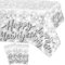 DPKOW 2 Silvester Tischdecke, Silvester Deko 2026 Silber Silvester Partytischdecken Happy New Year Deko 2026, Tischdeko Silvester Party 2026, Einweg Neujahr Tischdecke aus Wasserdichtem Kunststoff