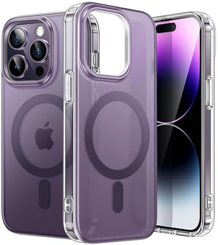 JETech Case for iPhone 14 Pro Max 6.7-Inch Compatible with MagSafe, Cute Unique and Aesthetic Design, Translucent Back Shockproof Phone Cover (Deep Purple)