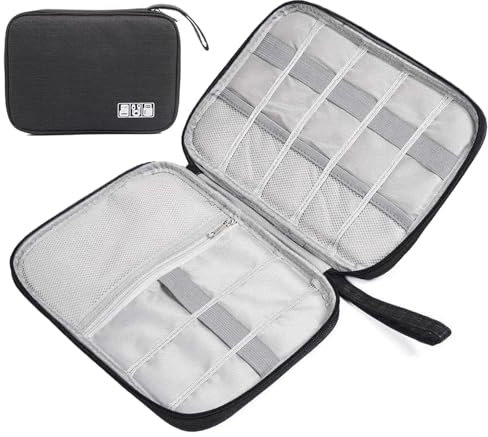Cable Organiser Bag,Black Electronics Accessories Organizer Bag,Universal Carry Travel Gadget Bag Waterproof Travel Cable Bag for Chargers USB Drive, SD Card, Power Bank and Hard Disk