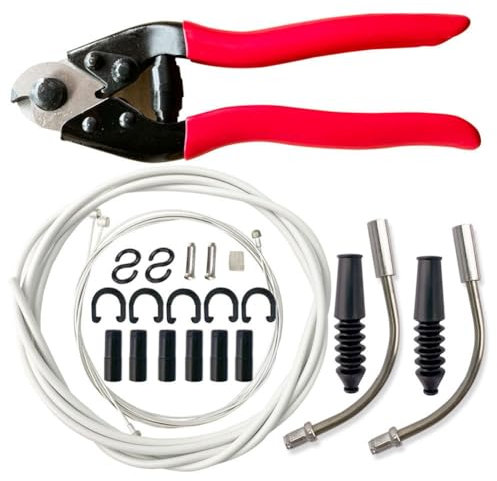 Faeymth Weißes, Universelles Fahrrad-Schaltzuggehäuse-Set, Inkl. Kabelschneider, Fahrrad-Schaltzug, Bremszug, Langlebig