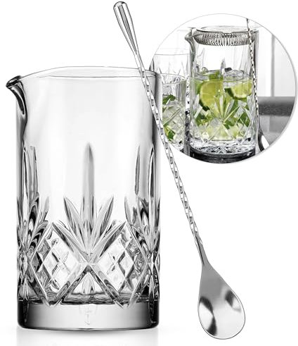 Cocktail Mixing Glass with Stirrer – 17oz Bar Mixing Pitcher for Stirring Cocktails and Drinks