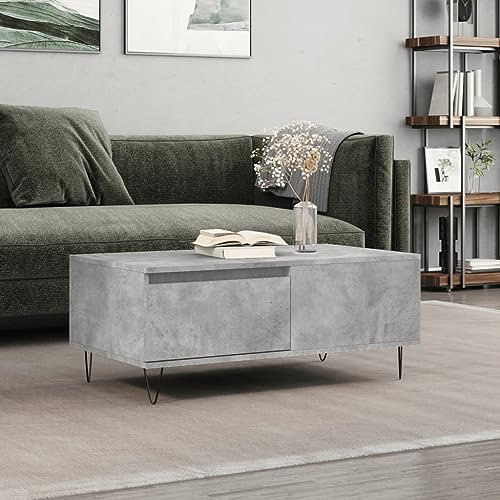 prissent Couchtisch Couchtisch Couchtisch Beistelltisch Sofatisch Teetisch für Wohnzimmer Schlafzimmer oder Büro Minimalistisches Design Grau Zement 90x50x36,5cm