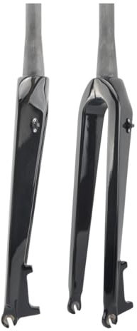 BSFHQS Fourche VTT 26 27,5 29pouces 29L Fourche Rigide De Vélo en Carbone Fourche Dure À Tube Droit/Conique De 28.6mm 9 * 100mm QR Fourche Avant De Frein À Disque(Gloss Black A,Tapered_27.5IN)