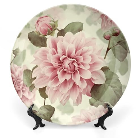 NONHAI Assiette décorative en porcelaine anglaise de 15,2 cm avec présentoir - Assiettes décoratives en céramique - Belle fleur vintage - Assiettes décoratives pour la maison, le bureau, le club