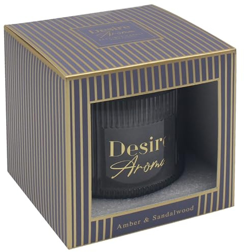 Lesser & Pavey Desire Aroma Amber & Sandalwood Scented Candle 400g | Glass jar, relaxing ambiance, home fragrance