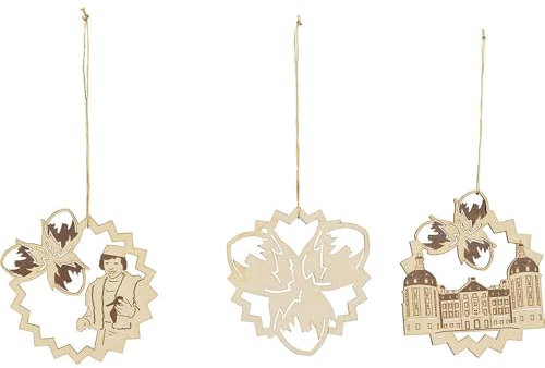 Erzgebirge Palast Saico Christbaumschmuck DREI Haselnüsse für Aschenbrödel - 3er-Set - 8,5 cm