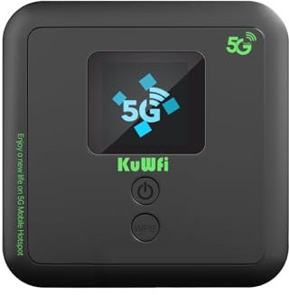 KuWFi 5G mobiler WLAN Router, 5G LTE Router, 5G eSIM Modem, Gigabit DualBand Tragbarer WLAN-Router, Pocket Wireless WiFi 6 Router unterstützt 32 Geräte gleichzeitig, 6000 mAh, Reise WLAN Hotspot